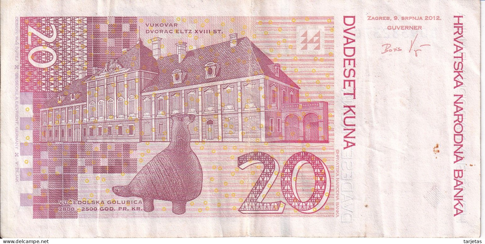 BILLETE DE CROACIA DE 20 KUNA DEL AÑO 2012  (BANKNOTE) - Croatia