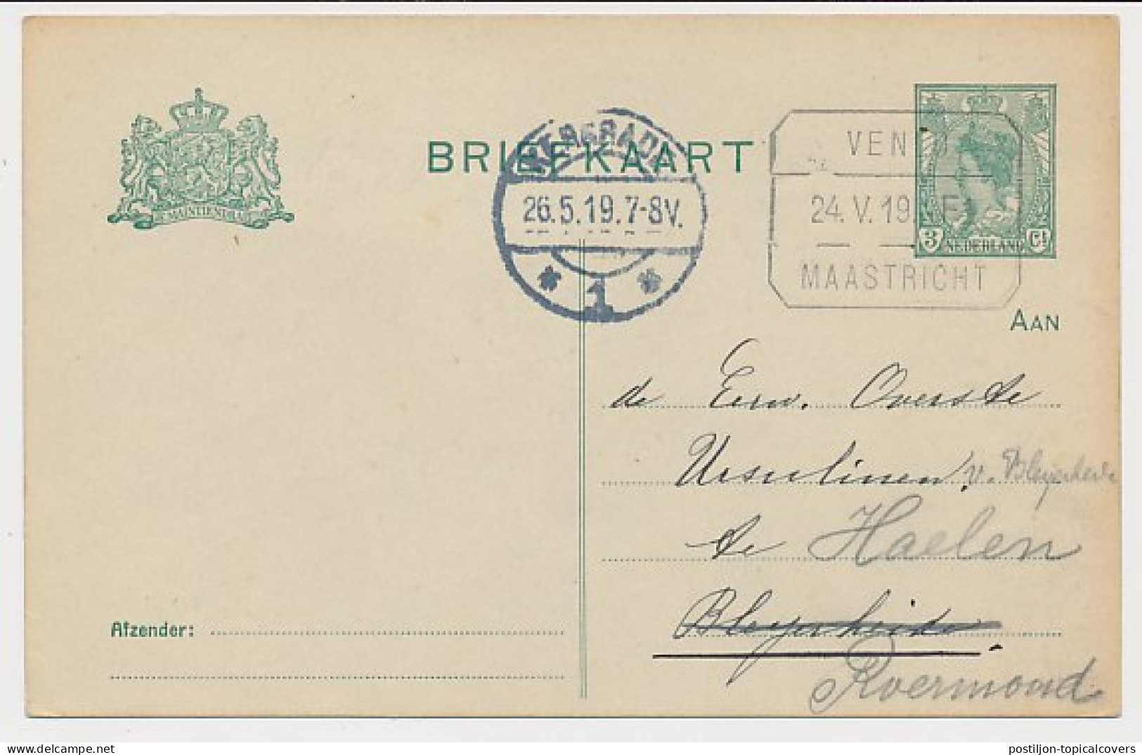 Treinblokstempel : Venlo - Maastricht F1 1919 - Non Classés