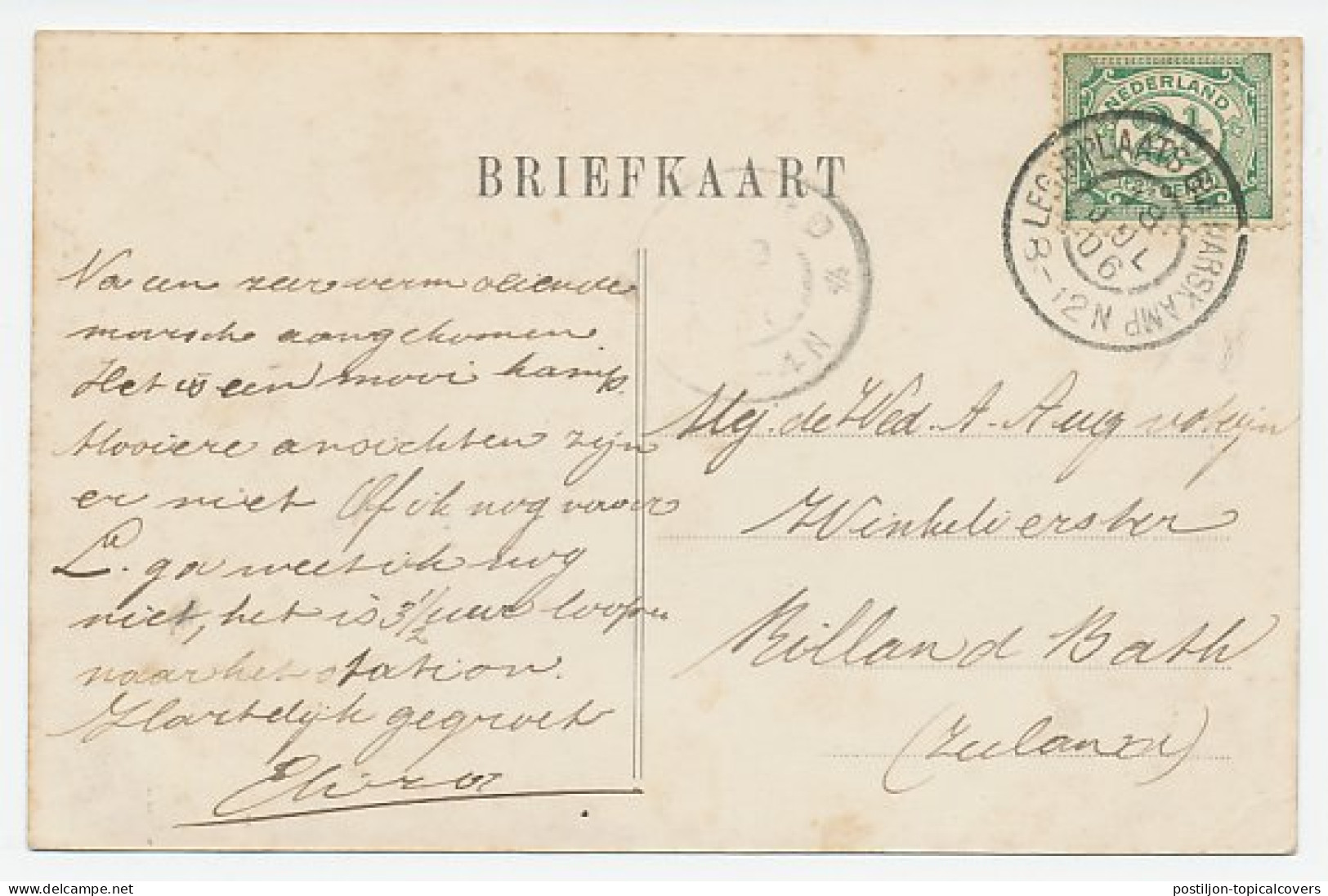 Grootrondstempel Legerplaats Bij Harskamp 1906 - Unclassified