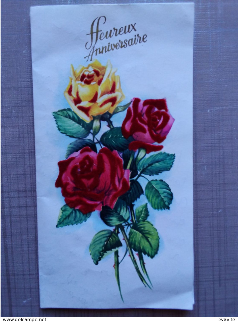 Carte à Système Pop-up Articulée  -   Heureux Anniversaire  Roses Velours - Geburtstag