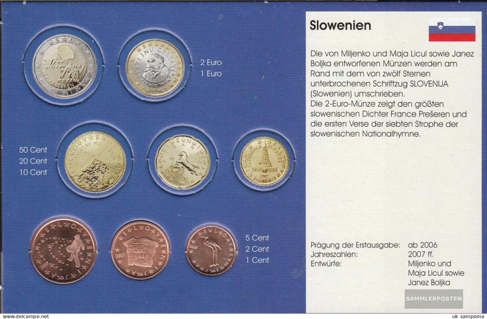 Slovenia SLO1- 3 2007 Stgl./unzirkuliert Stgl./unzirkuliert 2007 Kursmünze 1, 2 And 5 CENT - Eslovenia