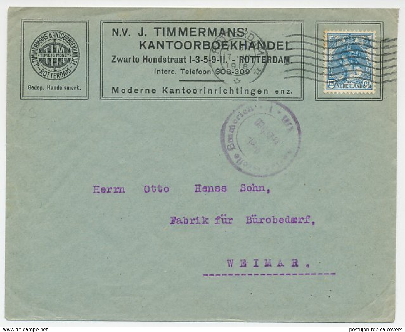 Firma Envelop Rotterdam 1918 - Kantoorboekhandel  - Non Classés