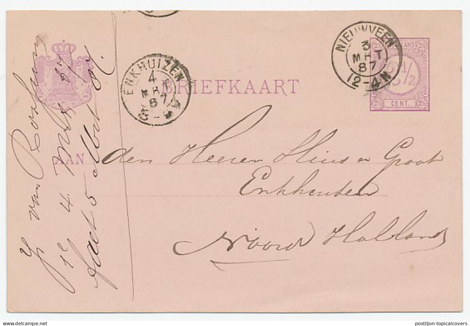 Kleinrondstempel Nieuwveen 1887 - Non Classés