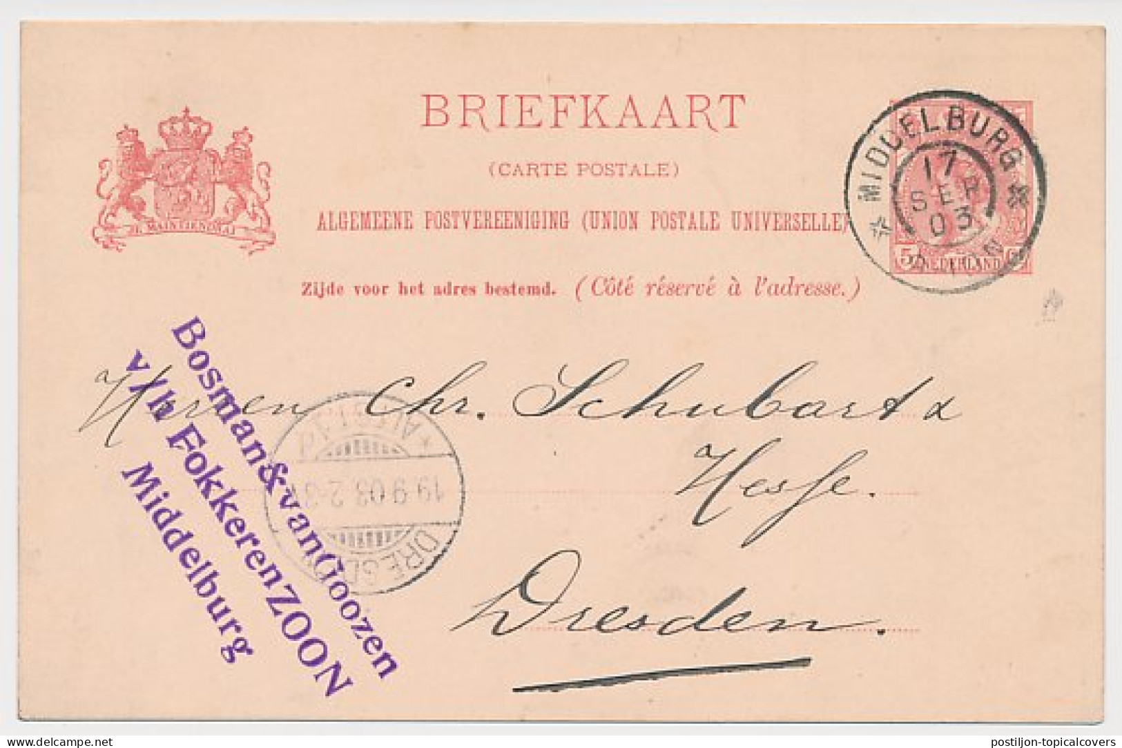 Firma Briefkaart Middelburg 1903 - Bosman En Van Goozen - Ohne Zuordnung
