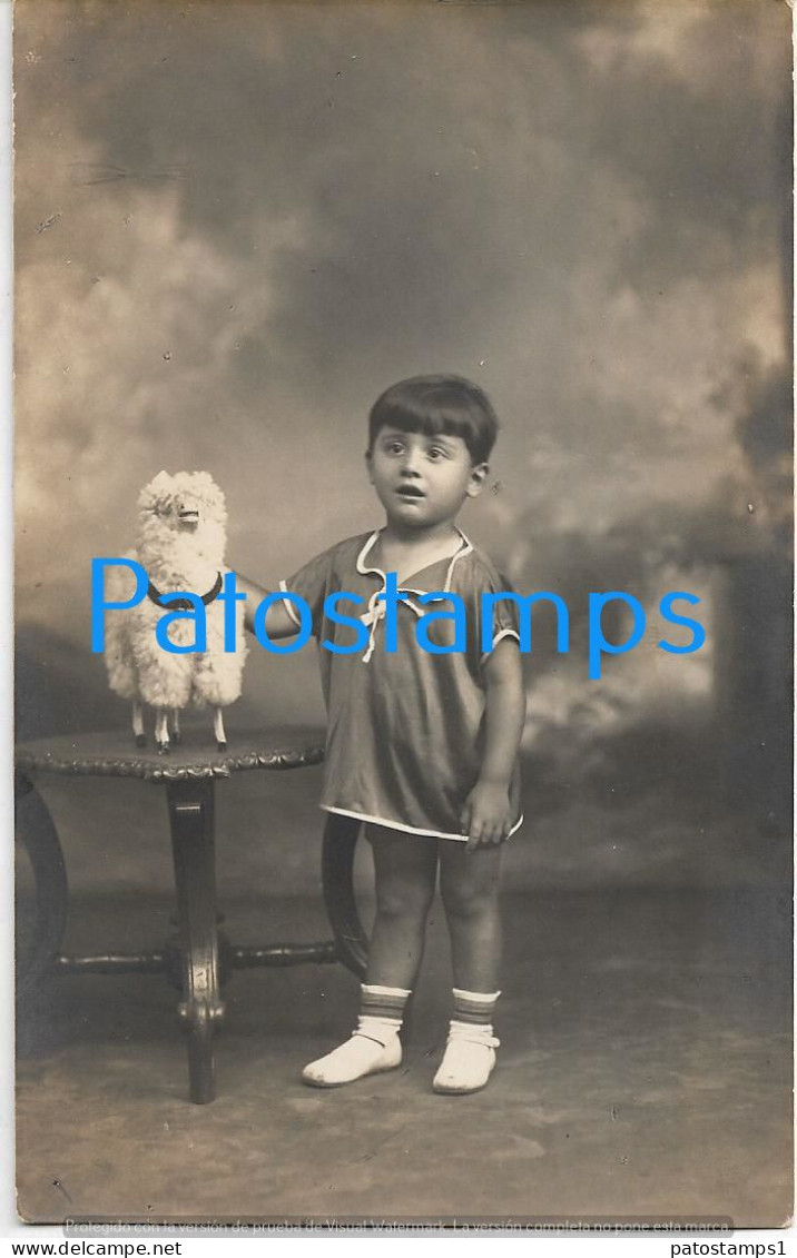 226122 REAL PHOTO COSTUMES BOY WITH SHEEP TOY POSTAL POSTCARD - Photographs