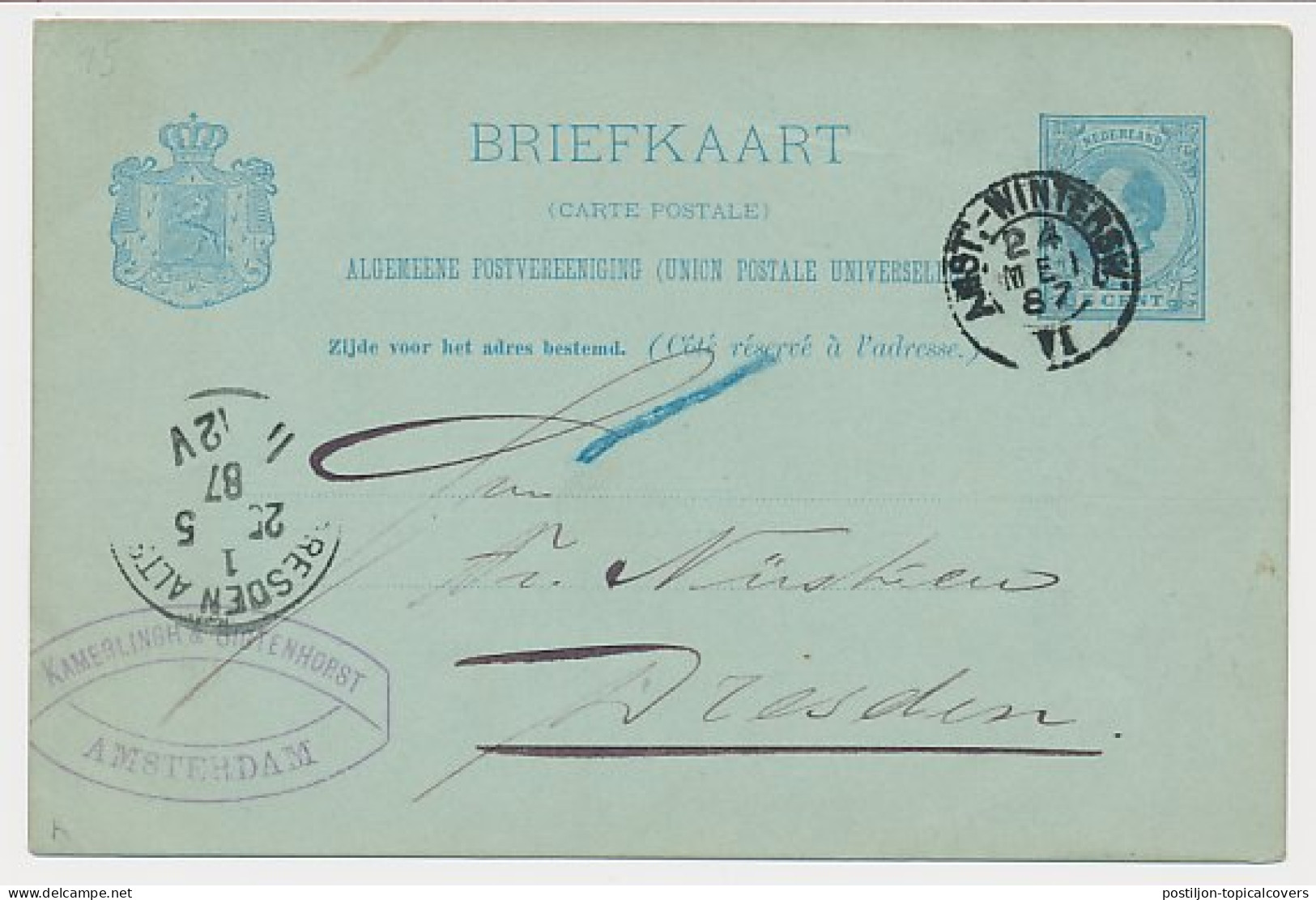 Trein Kleinrondstempel Amsterdam - Winterswijk VI1887 - Lettres & Documents