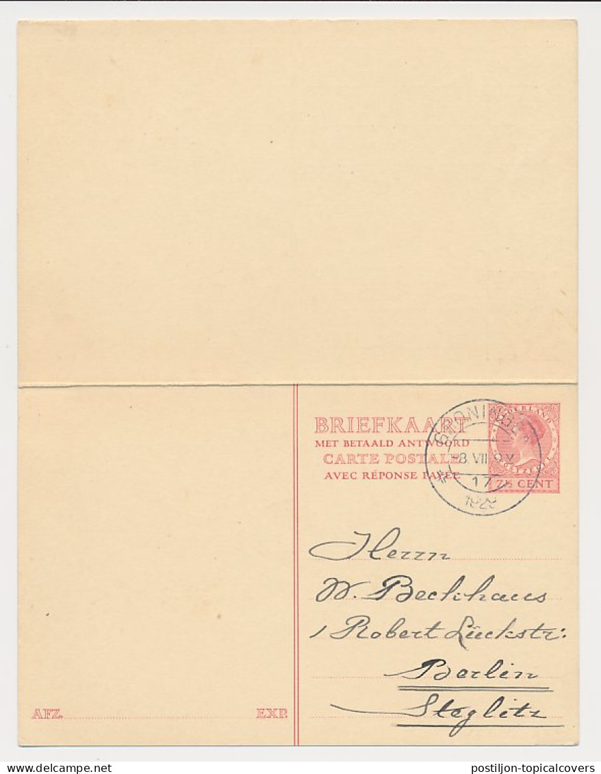 Briefkaart G. 225 Groningen - Berlijn Duitsland 1929 - Entiers Postaux