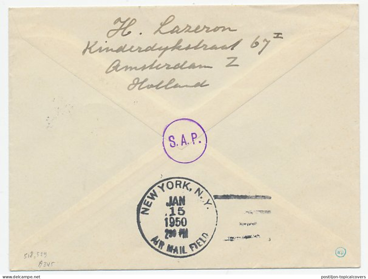 VH A 345 A Amsterdam - New York USA 1950 - Unclassified