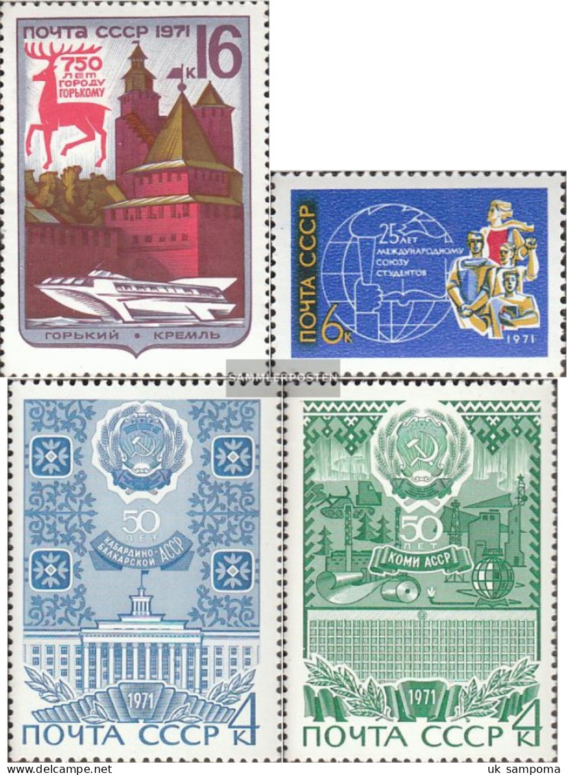 Soviet Union 3911,3912,3918-3919 (complete Issue) Unmounted Mint / Never Hinged 1971 Gorkij, Students, Republics - Ongebruikt