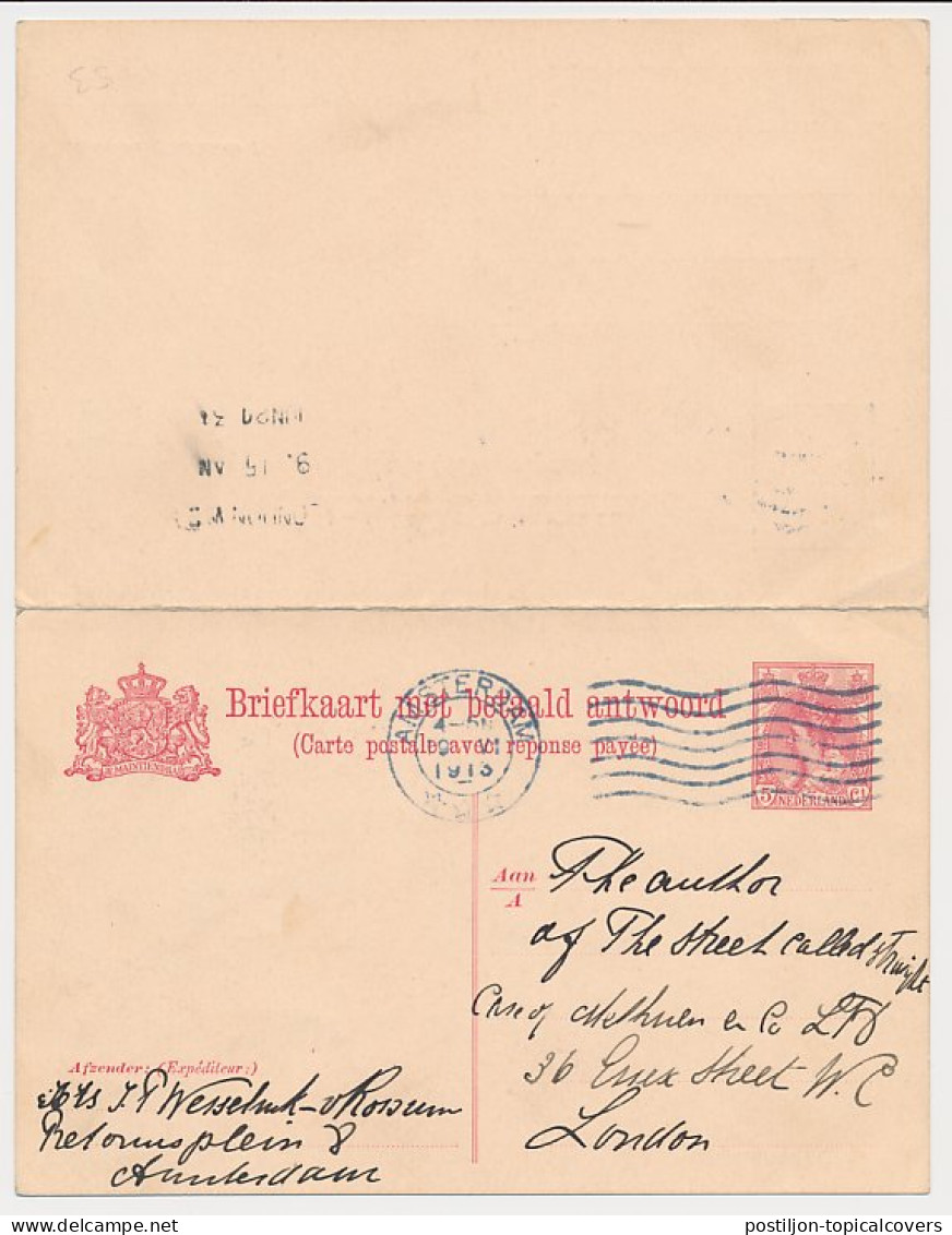 Briefkaart G. 85 I Amsterdam - Londen GB / UK 1913 - Ganzsachen