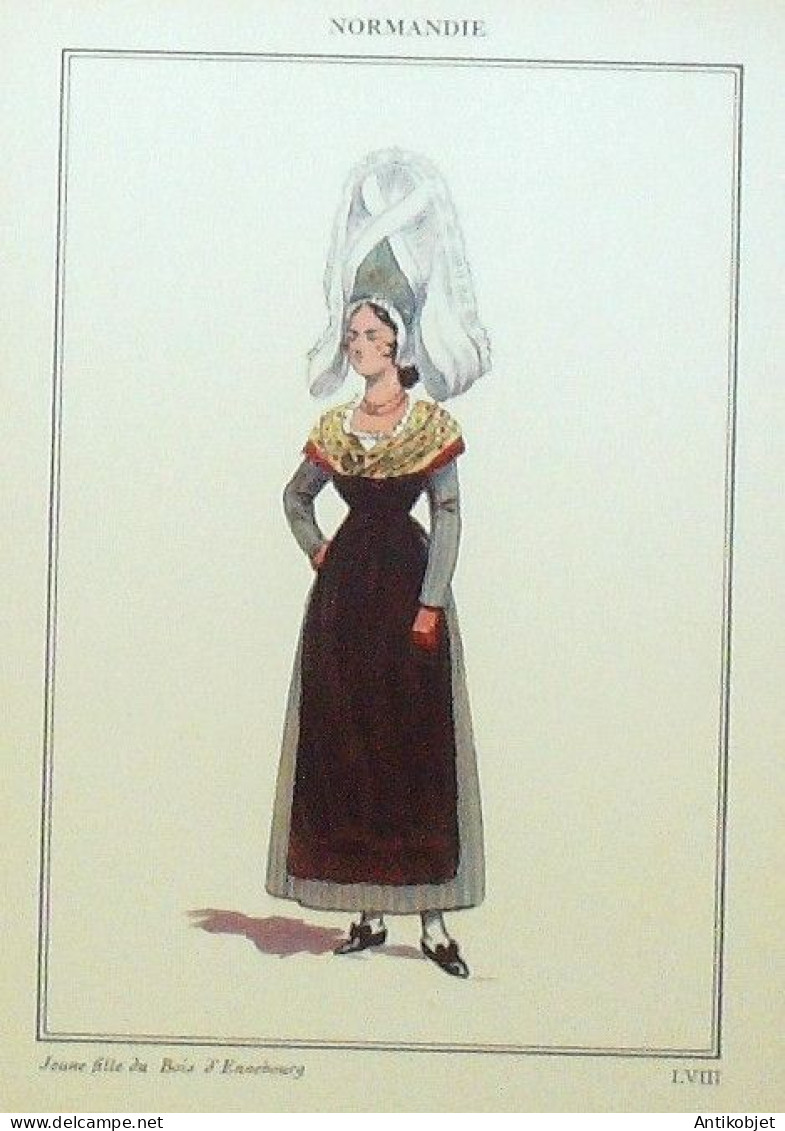 Costume Normandie Ennebourg (76) Villageoise Signé Illustré Par P.A Leroux XXème - Beroemde Personen