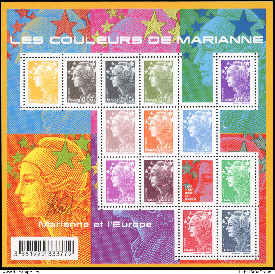 ** 4325A - Les Couleurs De Marianne. Variété Timbre En Bas à Droite Gris Au Lieu De Bleu. N° Et Cote Maury. SUP. R. - Autres & Non Classés