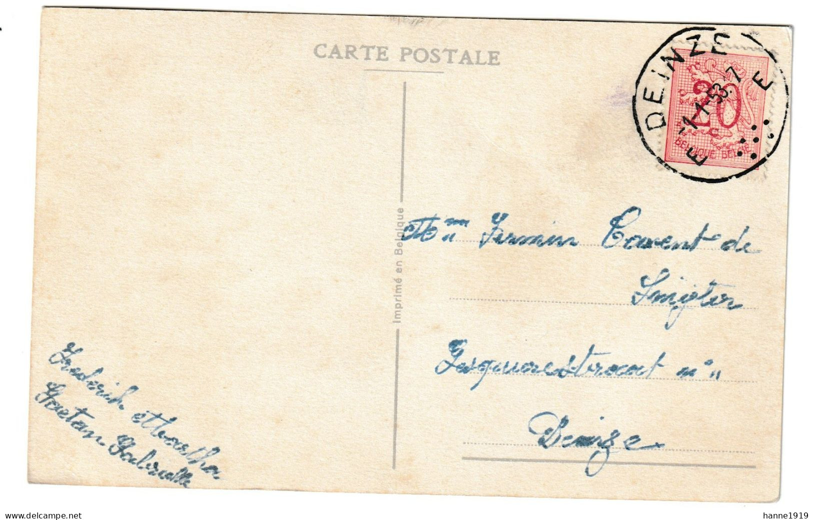 Bonne Année Gelukkig Nieuwjaar Briefstempel 1953 Deinze Htje - New Year