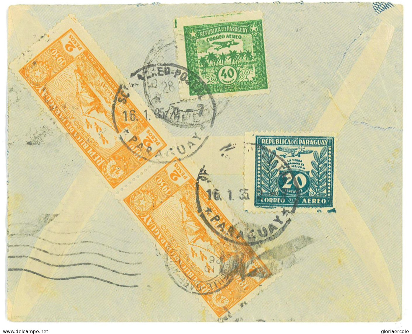 P2957 - PARAGUAY 1934, MULTIPLE STAMPS FRANKING , TO ITALY - Paraguay