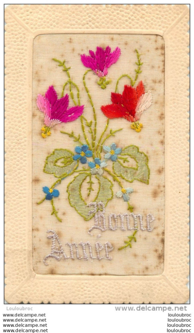 CARTE BRODEE  BONNE ANNEE - Embroidered