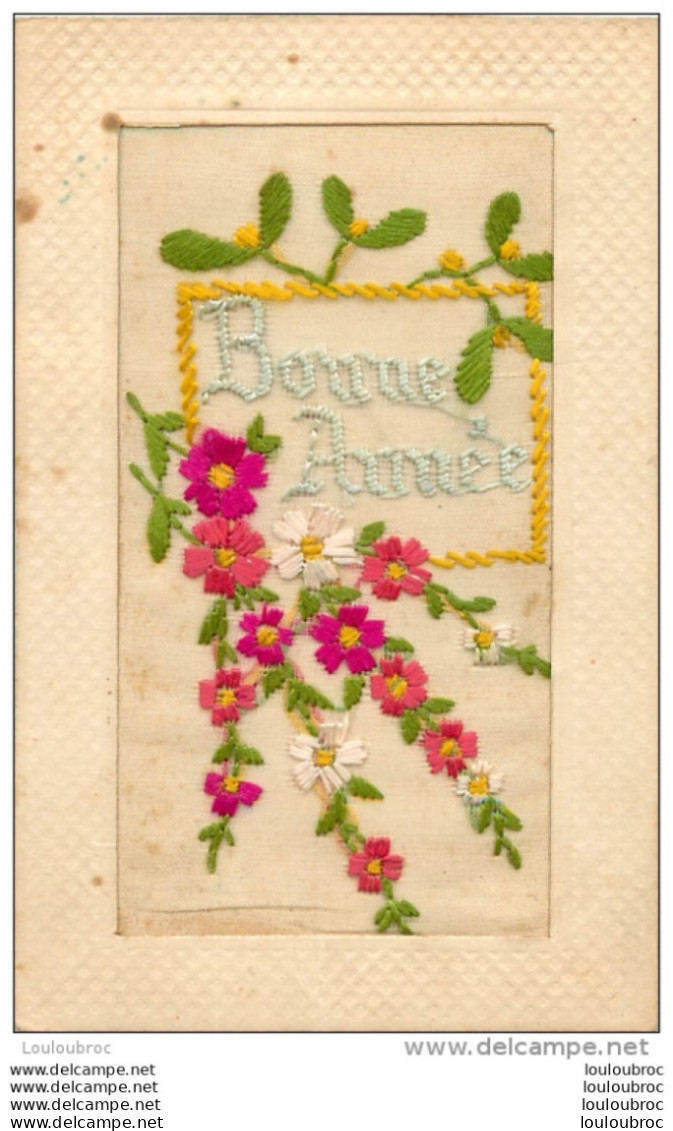 CARTE BRODEE  BONNE  ANNEE - Embroidered