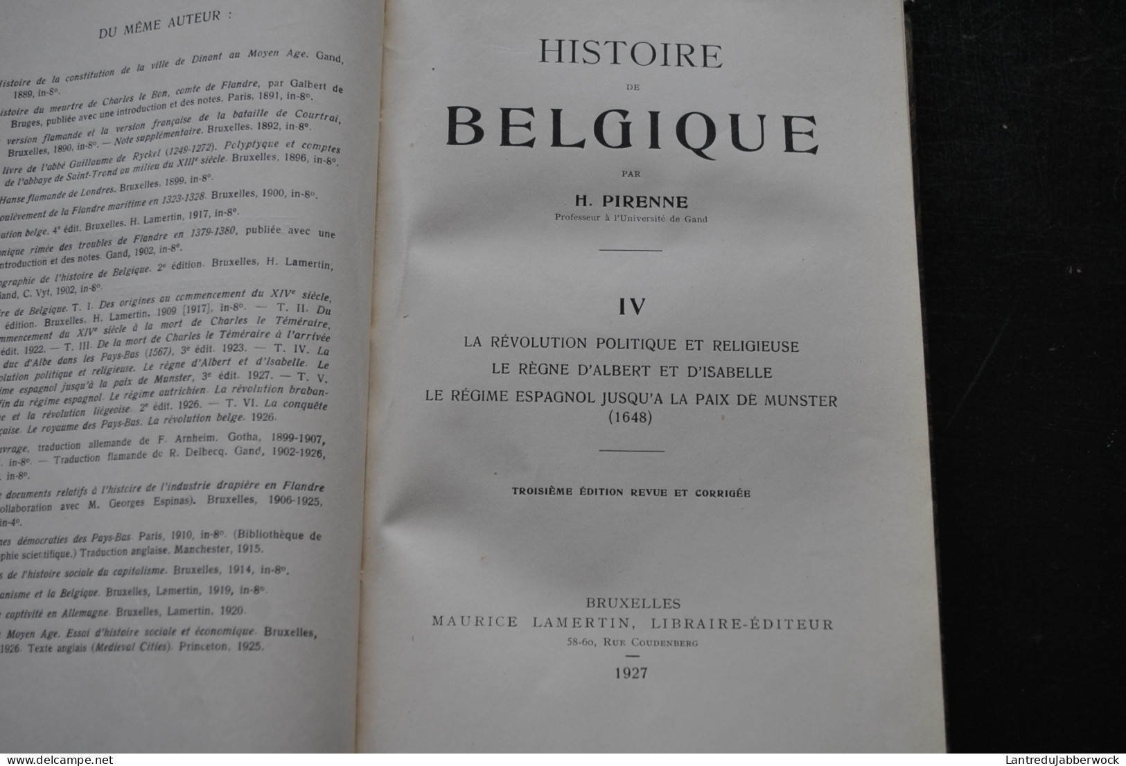 Henri PIRENNE Histoire de Belgique COMPLET 7 Volumes LAMERTIN 1909 1932 Des origines à la guerre de 1914 Reliure CUIR