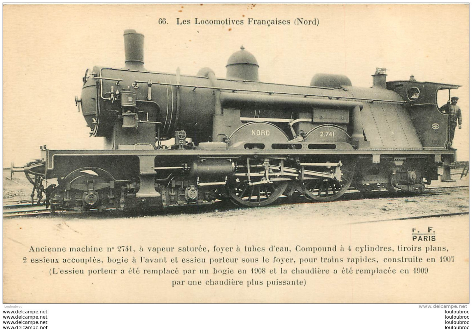 LES LOCOMOTIVES FRANCAISES ANCIENNE MACHINE N°2741 - Matériel