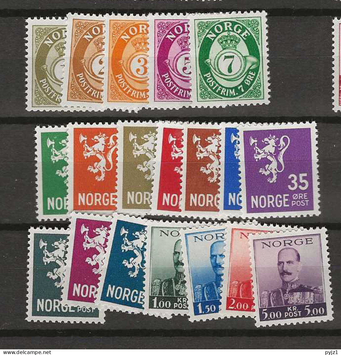 1937 MNH Norway Mi 176-94 Postfris** . - Nuevos