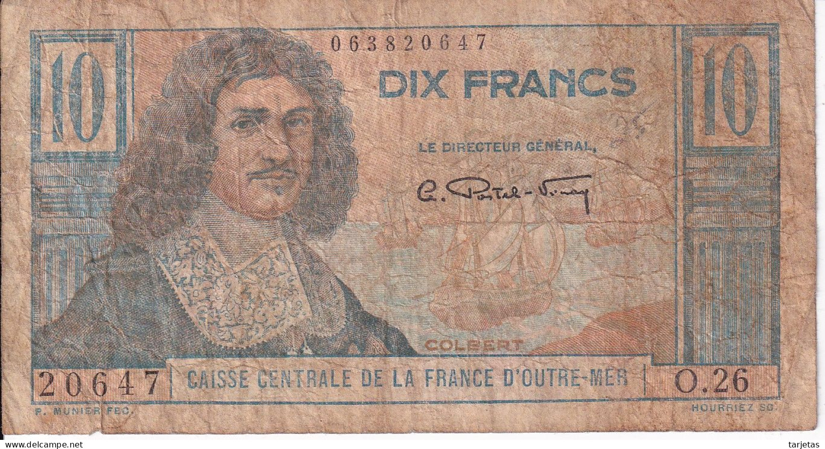 BILLETE DE OUTRE MER DE 10 FRANCS DE COLBERT  (BANKNOTE) - Autres & Non Classés