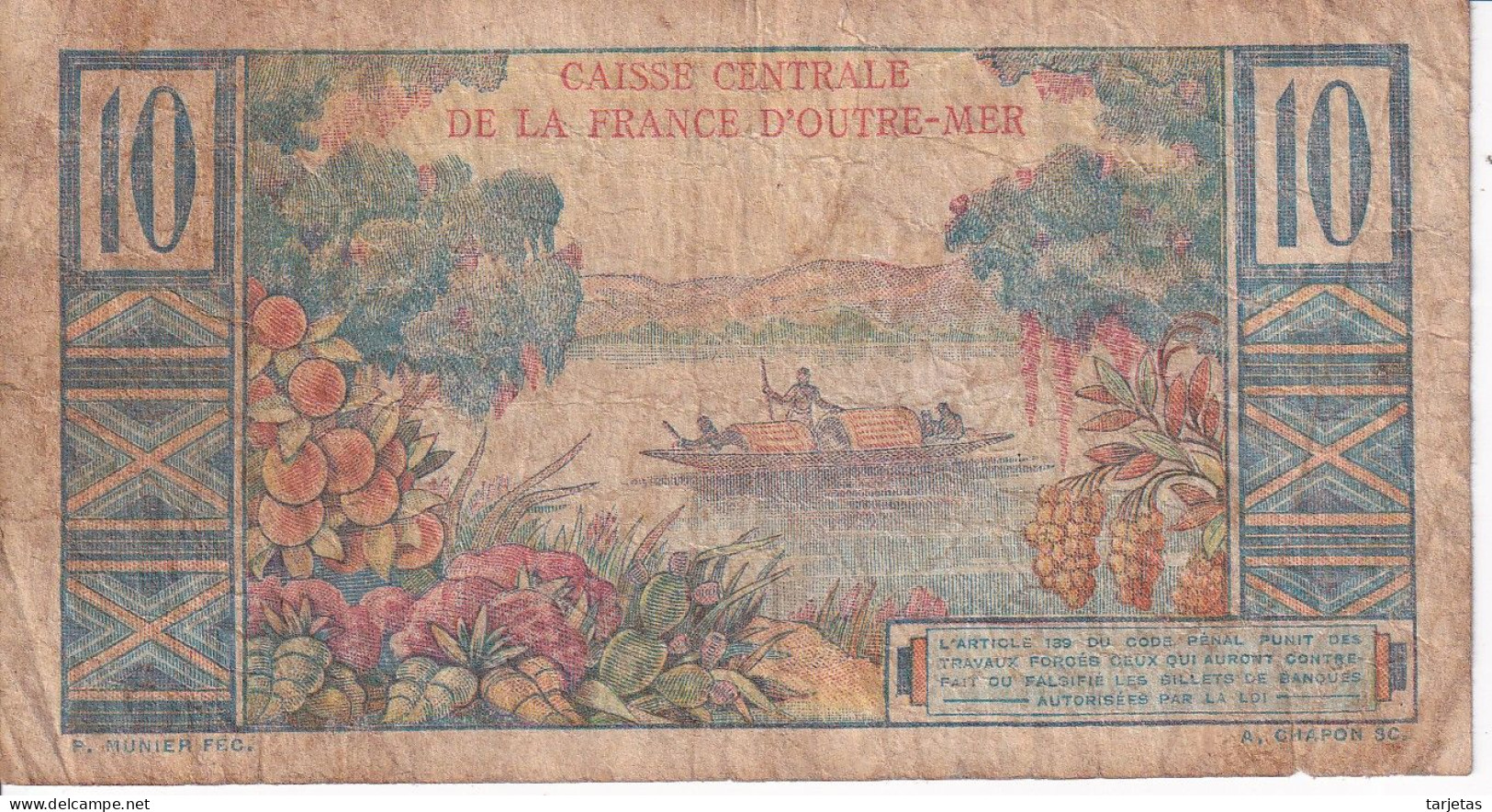 BILLETE DE OUTRE MER DE 10 FRANCS DE COLBERT  (BANKNOTE) - Otros & Sin Clasificación