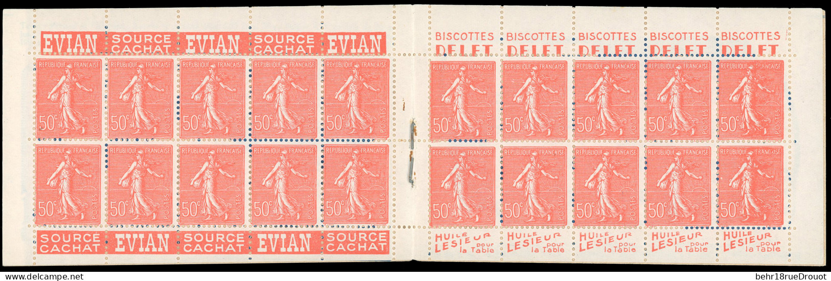 ** 199-C4 - 50c. Rouge. Type Semeuse Lignée. 20 Timbres. SUP. - Autres & Non Classés