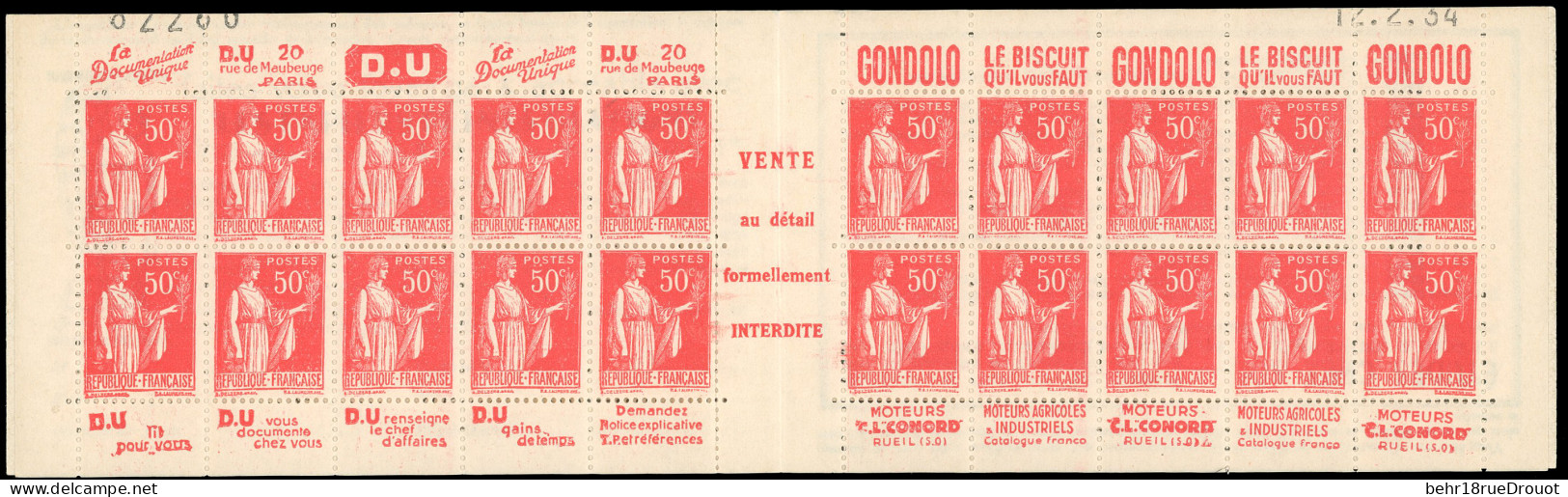 ** 283-C32 - 50c. Rouge. Type Paix. 20 Timbres. SUP. - Other & Unclassified