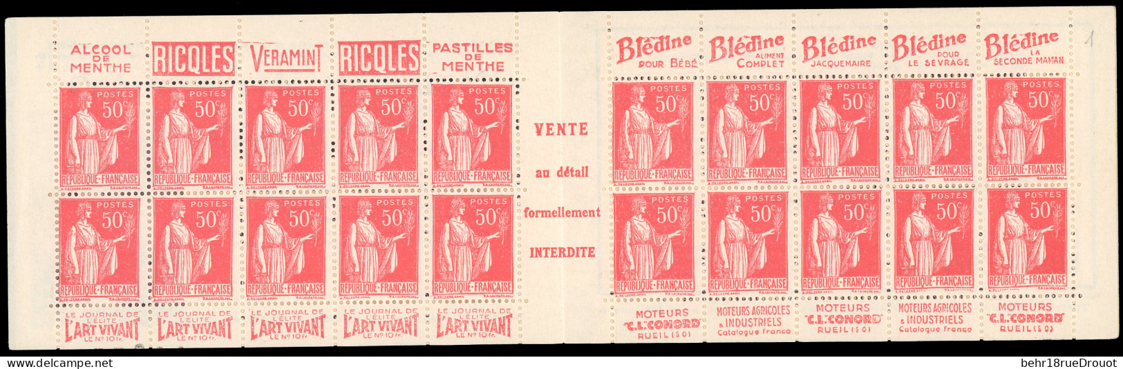 ** 283-C36 - 50c. Rouge. Type Paix. 20 Timbres. SUP. - Altri & Non Classificati