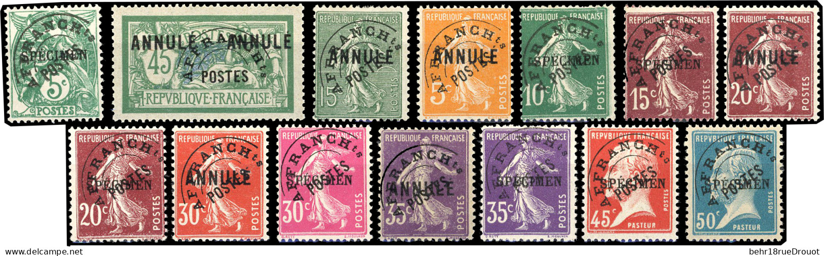 * 41-CI1/ 68-CI1 - Timbres-Taxe. Série Préoblitéré. 14 Valeurs. Surcharge ANNULE Et SPECIMEN. SUP. - Cours D'Instruction