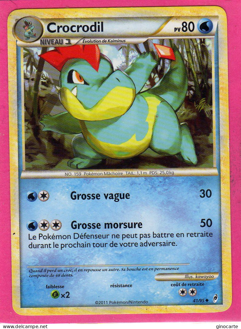 Carte Pokemon Francaise 2011 Noir Et Blanc Appel Legende 41/95 Crocrodil 80pv Bon Etat - Black & White