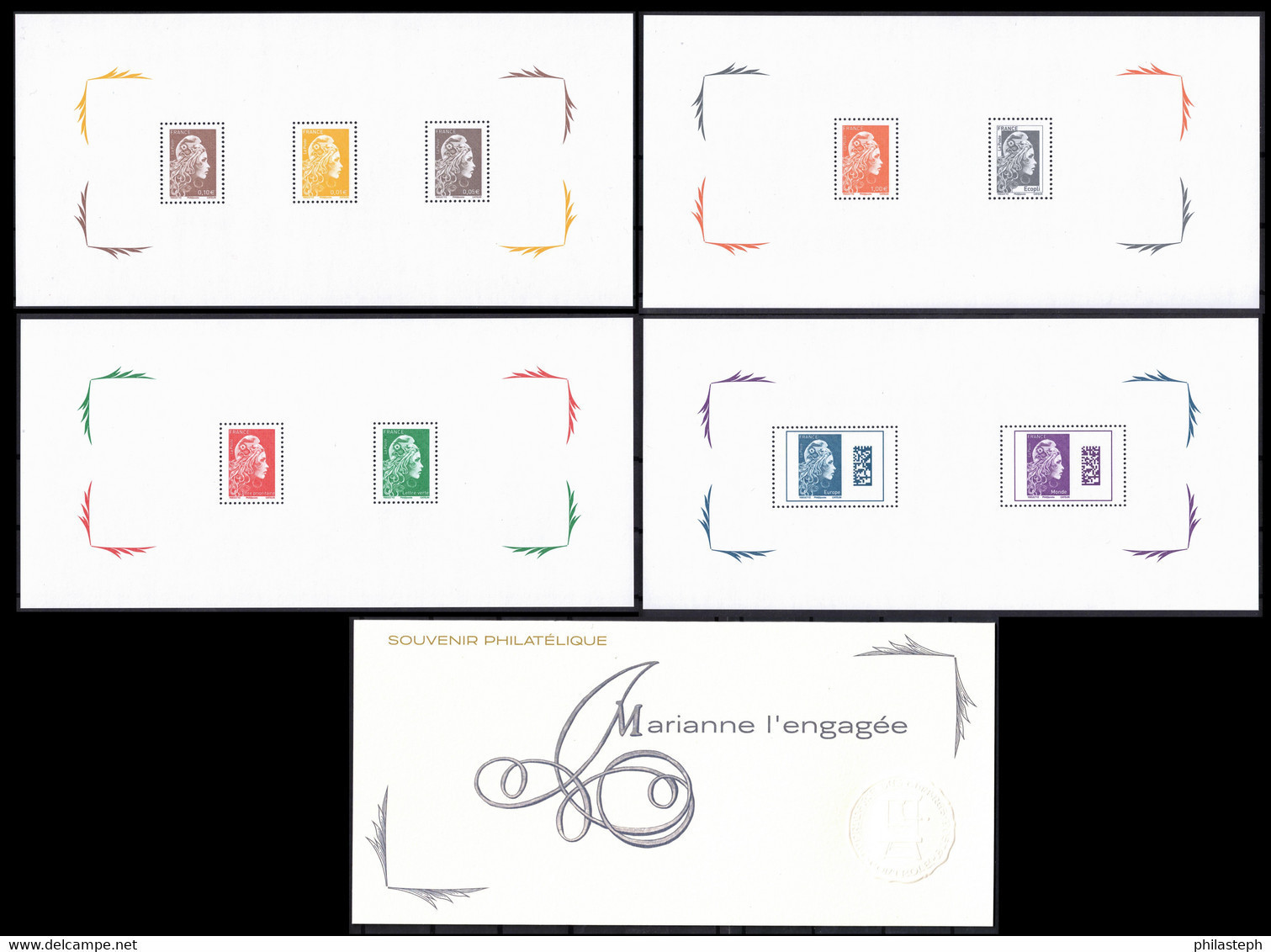 France 2018 - Blocs Souvenir - Pochette De 4 Feuillets Marianne L'engagée - YT BS 145/145C - Souvenir Blocks & Sheetlets