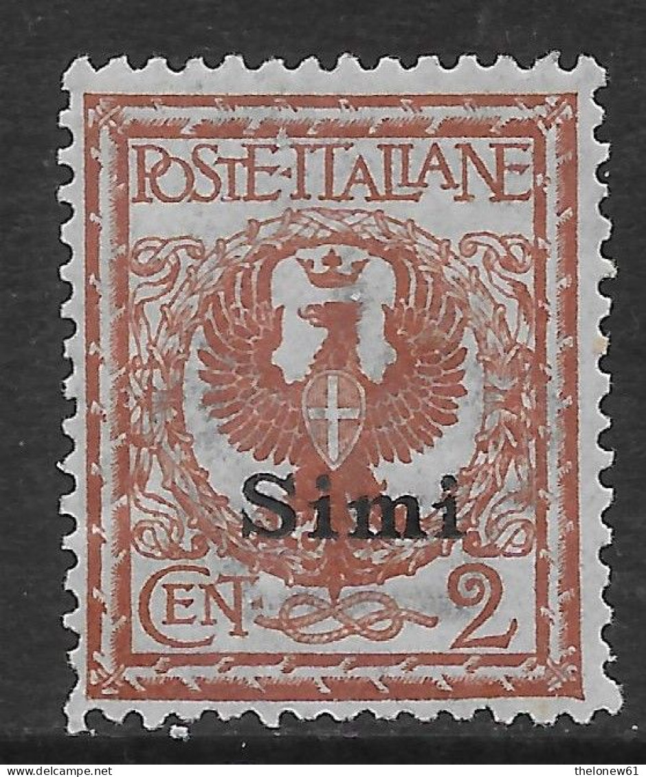 Italia Italy 1912 Colonie Egeo Simi Floreale C2 Sa N.1 Nuovo MH * - Egée (Simi)