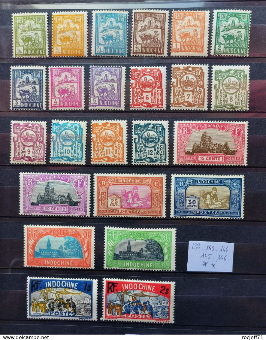 03 - 24 - Indochine - N° 123 à 146  //  139 + 143 + 144 + 145 + 146 ** MNH  / Les Autres Sont * - MH - Cote 220 Euros - Unused Stamps