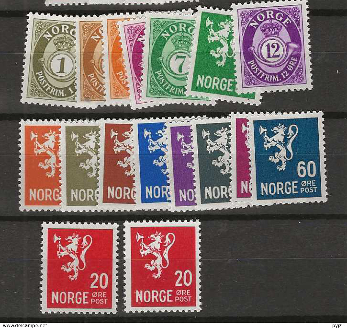 1940 MNH Norway Mi 215-30 Postfris** .(including Both Types Of 20 Ore) - Unused Stamps