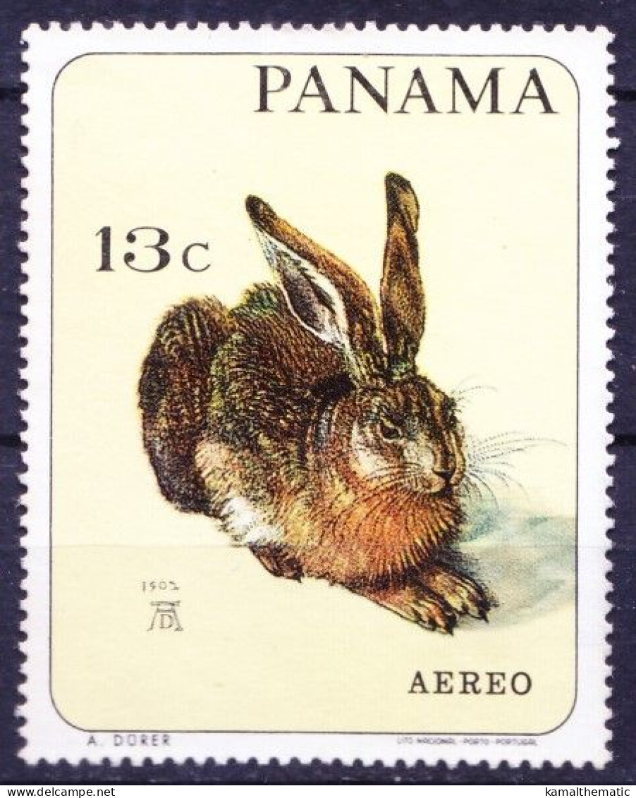 Panama 1967 Mint No Gum, European Hare, Animal Paintings Of Famous Artists - Autres & Non Classés