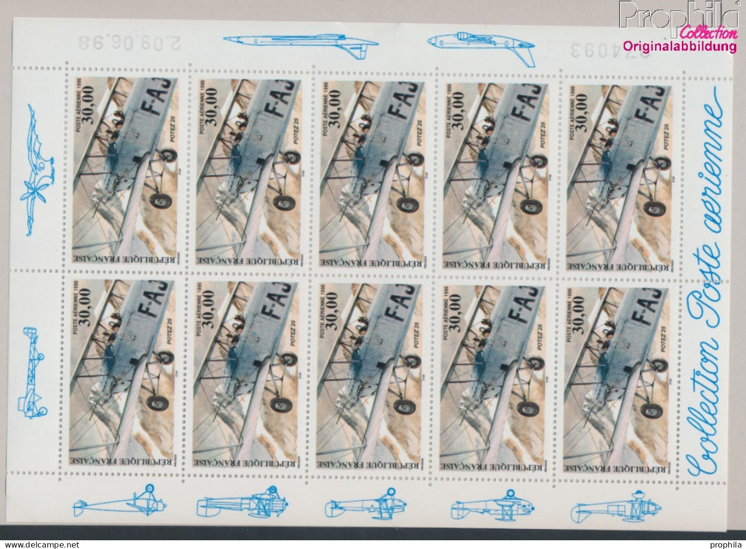 Frankreich 3310C Klb Kleinbogen (kompl.Ausg.) Gezähnt 13 : 13 1/4 Postfrisch 1998 Flugzeuge (10368349 - Unused Stamps