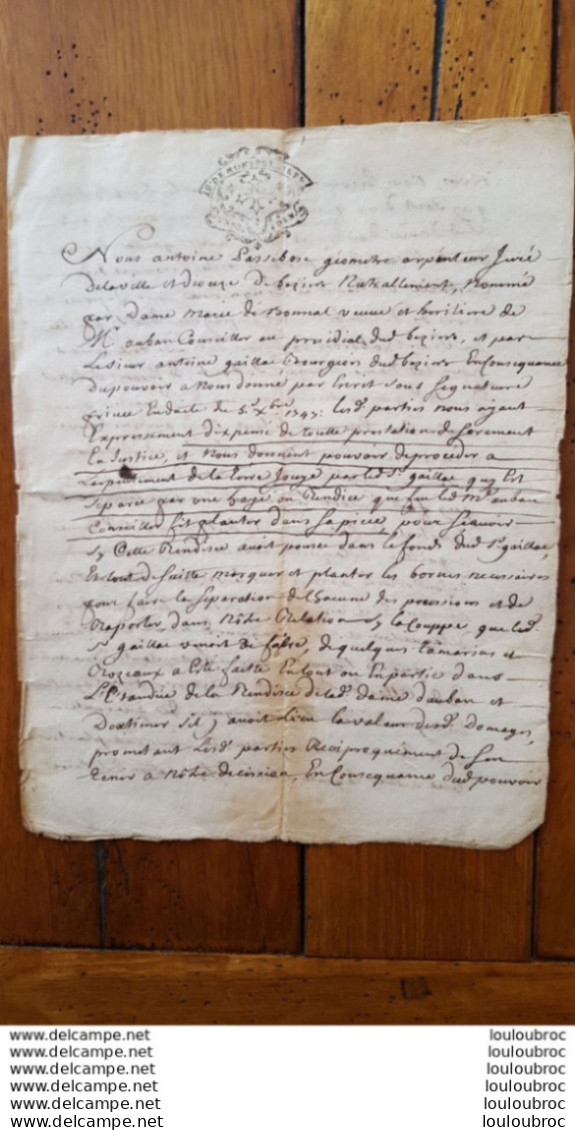 GENERALITE MONTPELLIER 1747 AUBAN CONSEILLER - Cachets Généralité