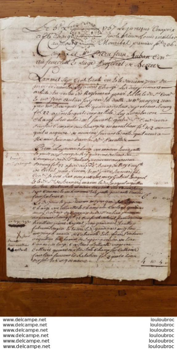 GENERALITE MONTPELLIER 1731 JEAN AUBAN - Cachets Généralité