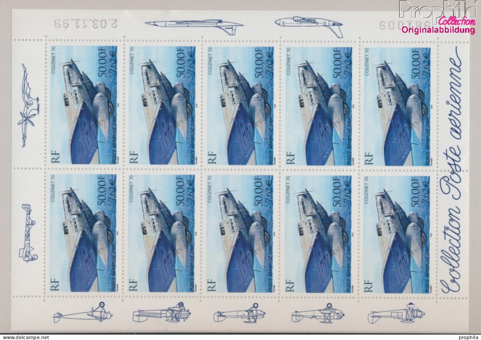 Frankreich 3441C Klb Kleinbogen (kompl.Ausg.) Postfrisch 2000 Flugzeug (10368347 - Unused Stamps