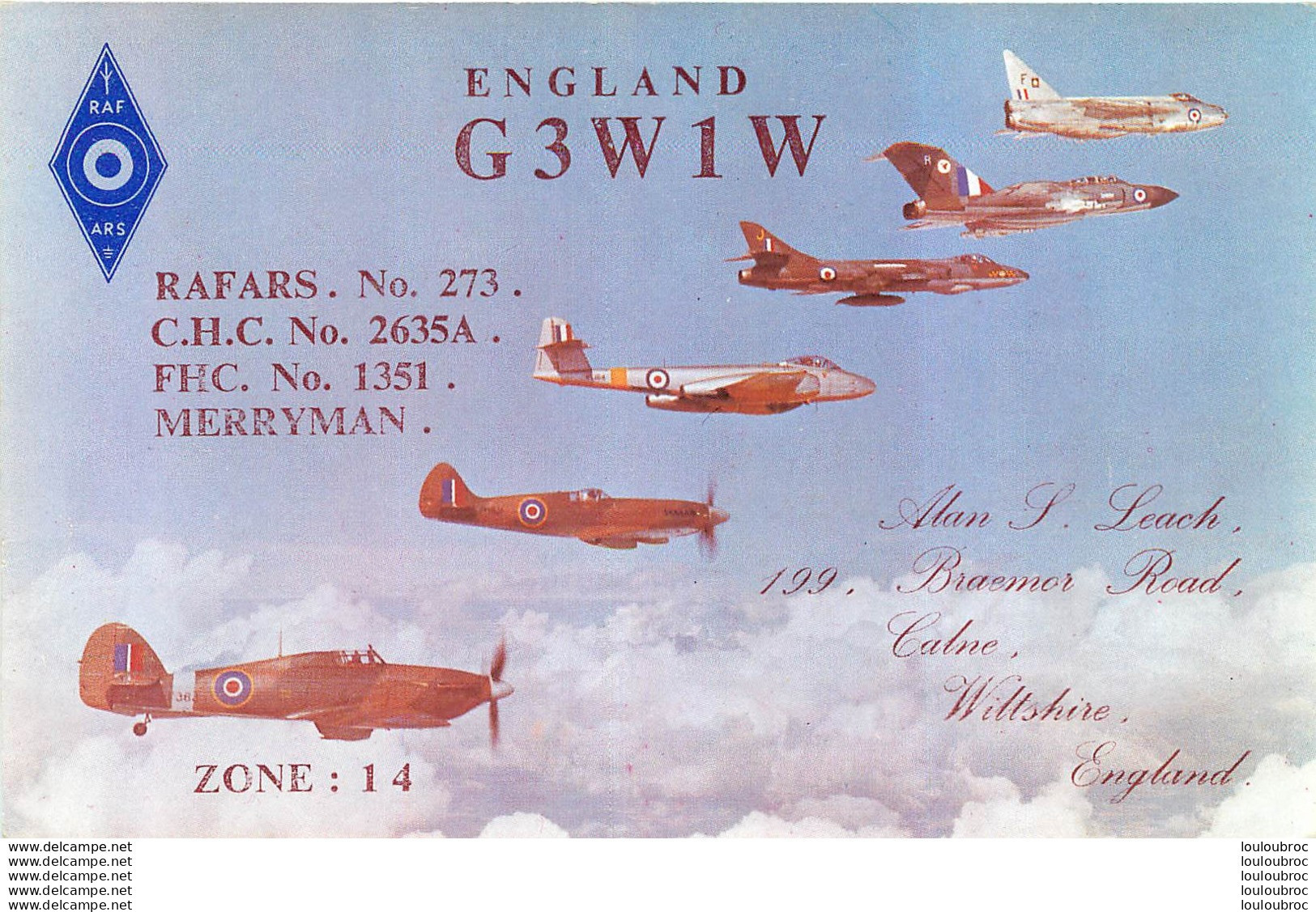 ROYAL AIR FORCE AMATEUR RADIO SOCIETY ENGLAND G3W1W ZONE : 14 - Autres & Non Classés