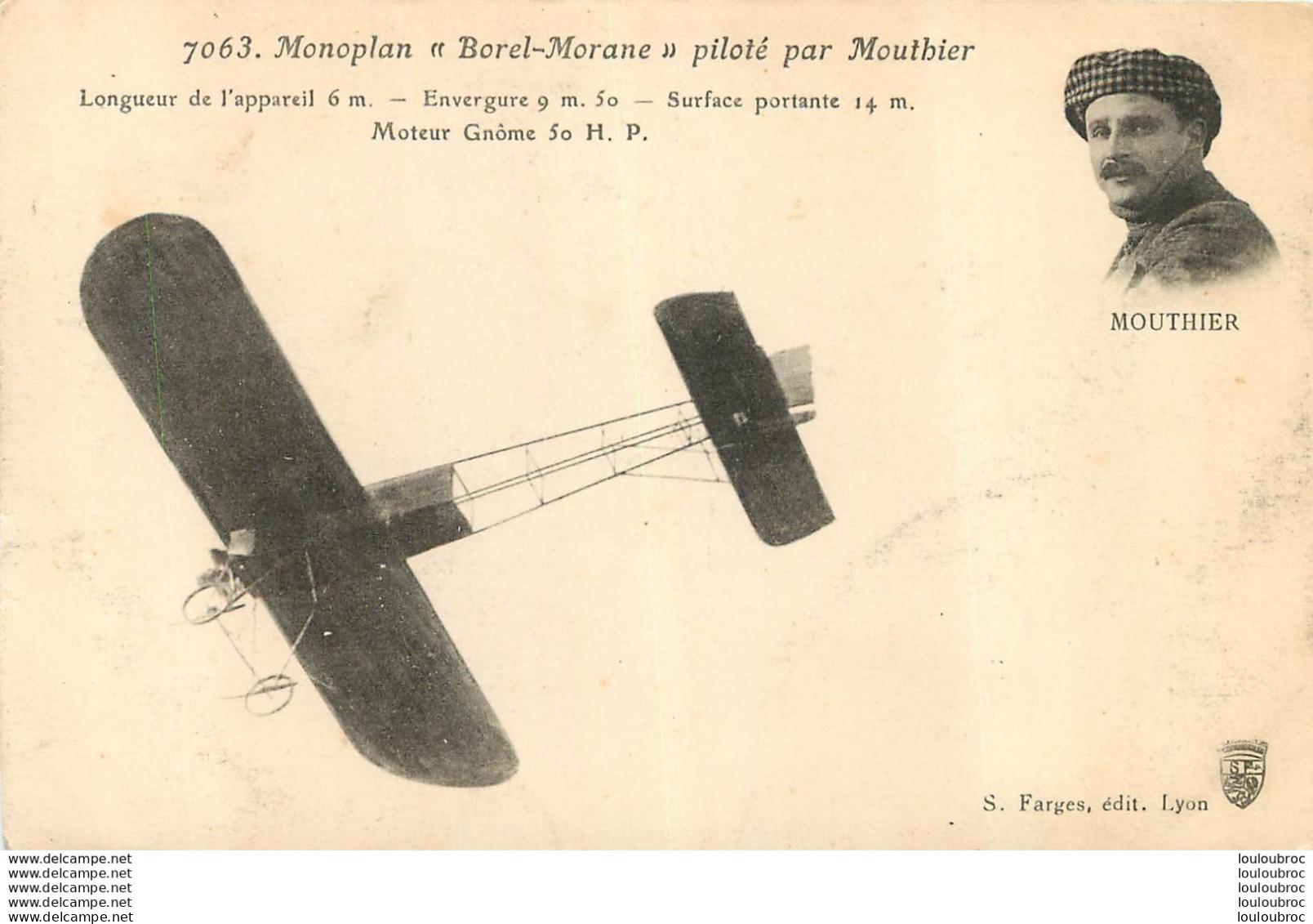 AVION MONOPLAN  BOREL MORANE PILOTE PAR MOUTHIER - ....-1914: Précurseurs
