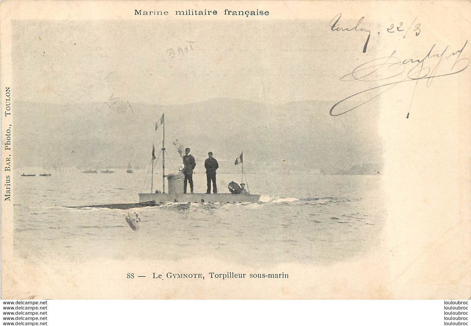 LE GYMNOTE TORPILLEUR SOUS MARIN MARINE MILITAIRE FRANCAISE - Submarinos