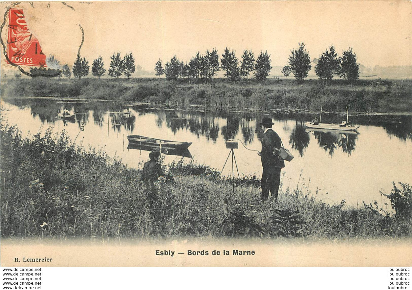 ESBLY PHOTOGRAPHE ET SON TREPIED BORDS DE LA MARNE - Esbly