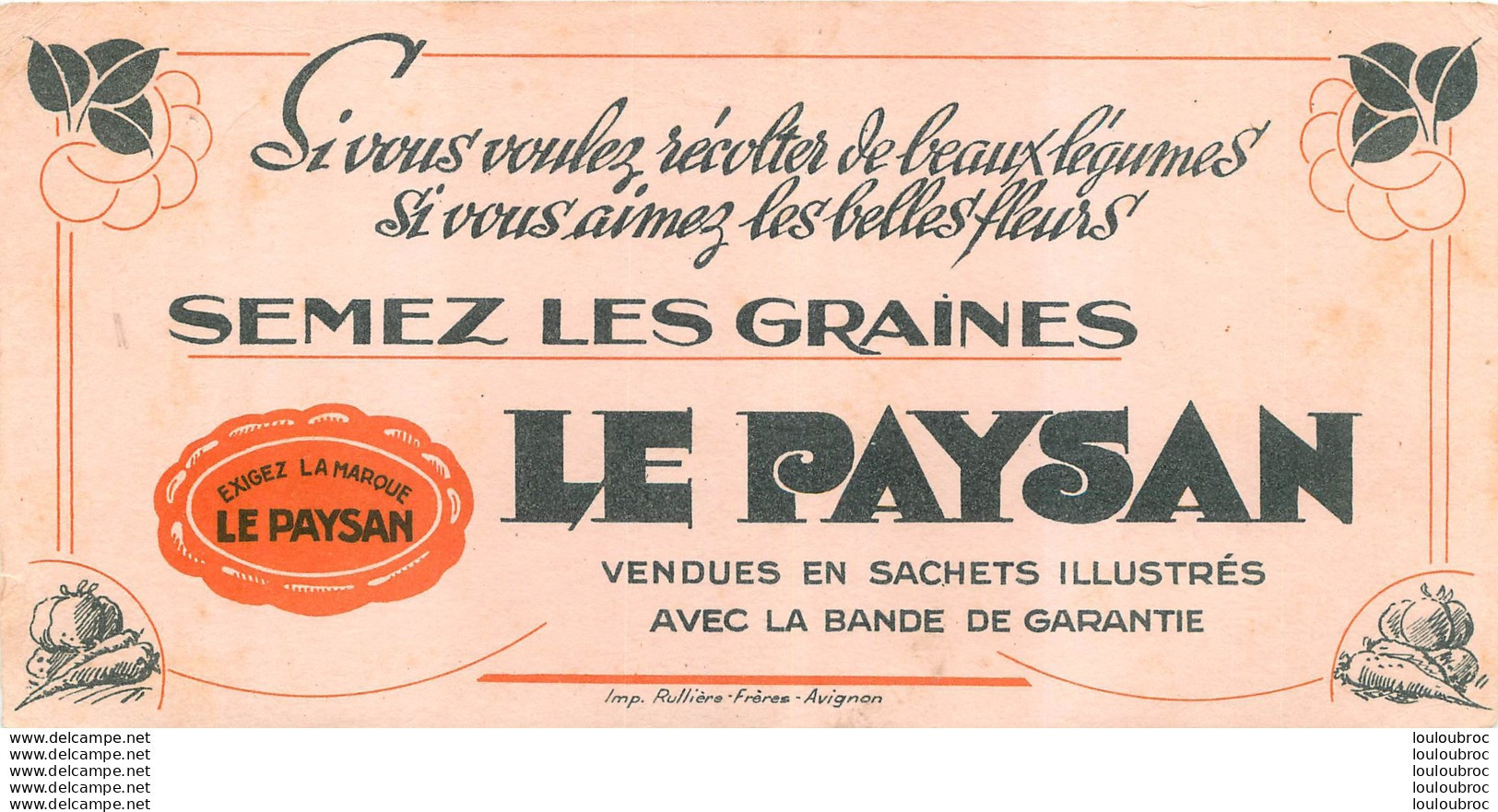 BUVARD LE PAYSAN GRAINES LEGUMES - Otros & Sin Clasificación