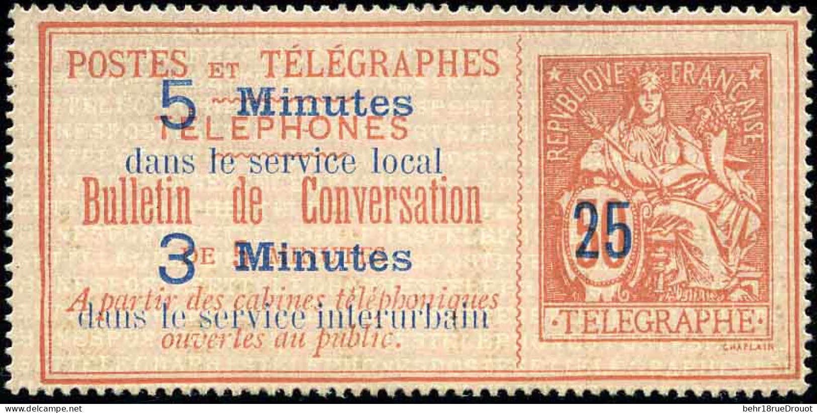 (*) 14 - 25 Sur 50c. Rouge S/rose. SUP. - Télégraphes Et Téléphones