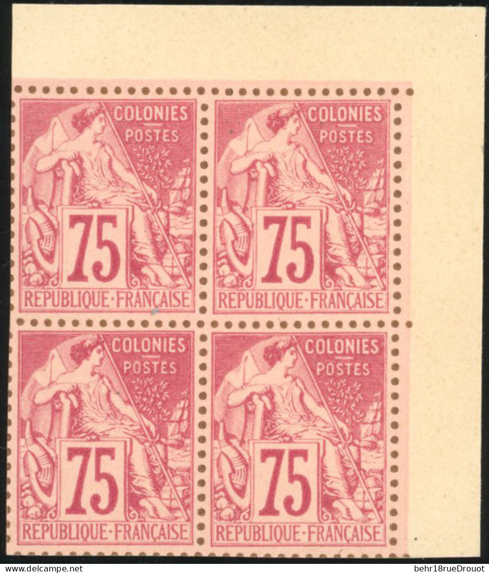 (*) 46 / 59 - Type Alphée Dubois. 14 Valeurs. Bloc De 4. Tirage S/bristol. Dentelure Figurée. SUP. RR. - Autres & Non Classés