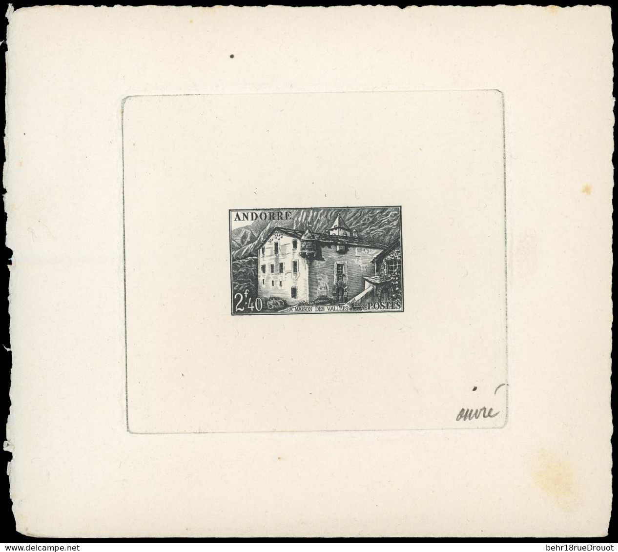 (*) 106 - Epreuve D'artiste Du 2F.40 En Noir. Maison Des Vallées. 2ième état Du Poinçon. Signée OUVRE. SUP. - Other & Unclassified