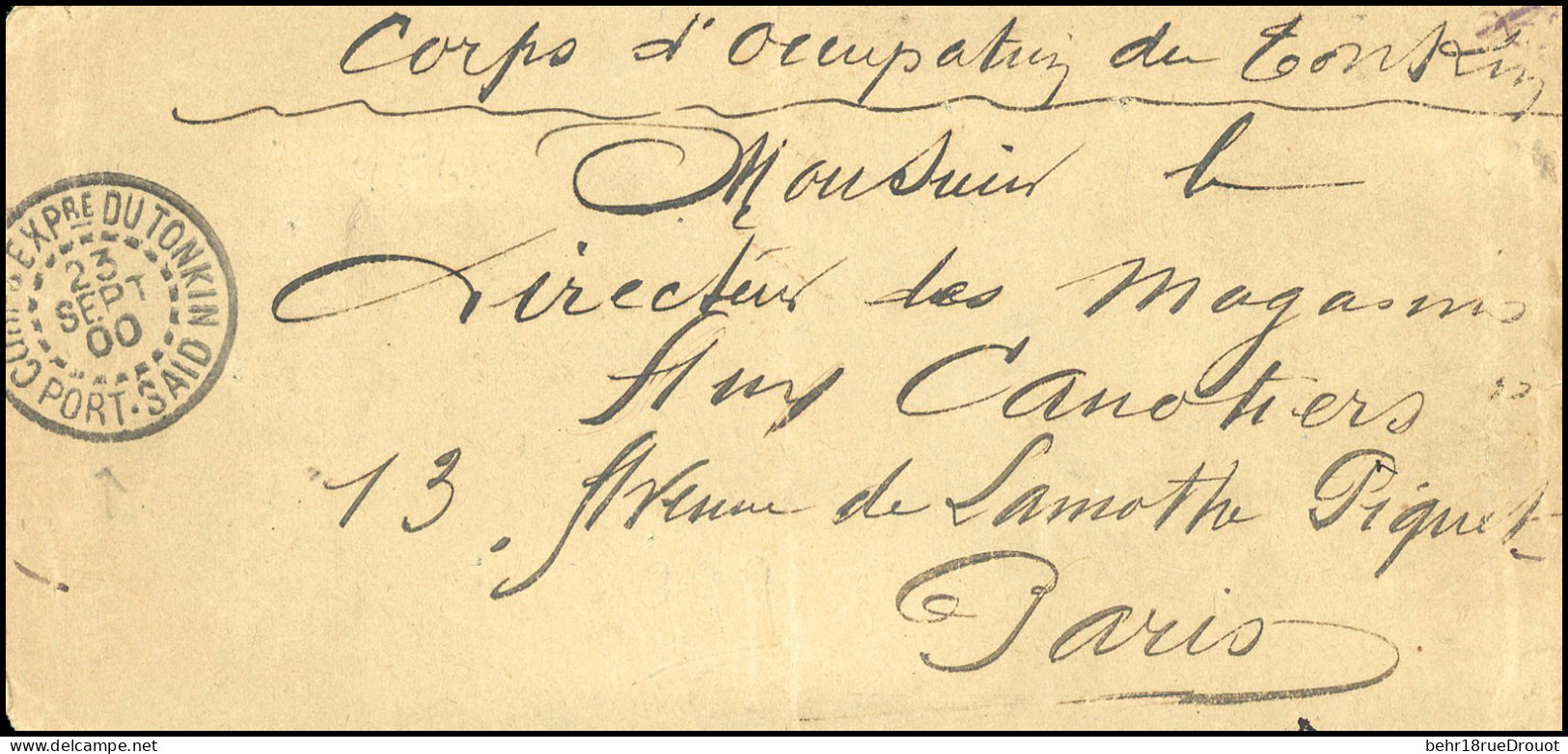 Obl. Lettre Manuscrite En Franchise Frappée Du CàD Du CORPS EXPre DU TONKIN - PORT-SAID Du 23 Septembre 1900 à Destinati - Otros & Sin Clasificación