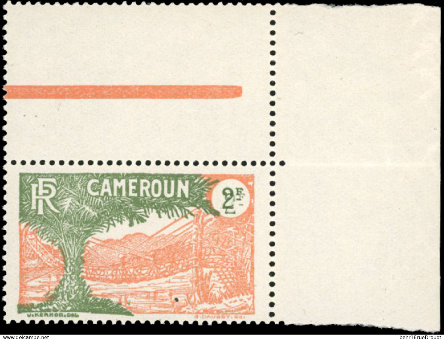 ** 129a - 2F. Rouge-orange Et Olive. Double Impression De La Valeur. Coin De Feuille. SUP. - Other & Unclassified