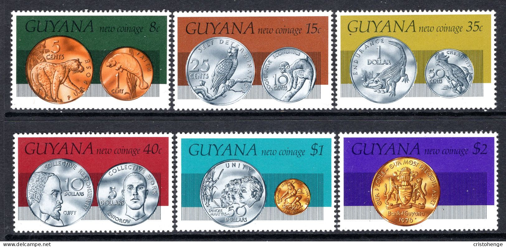 Guyana 1977 New Coinage Set HM (SG 671-676) - Guyana (1966-...)